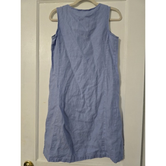 Ll Bean Linen Blue Sleeveless Dress Size 6 - Picture 2 of 5